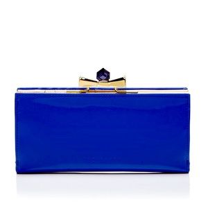 NWT Blue Patent Bow Popper Matinee Wallet